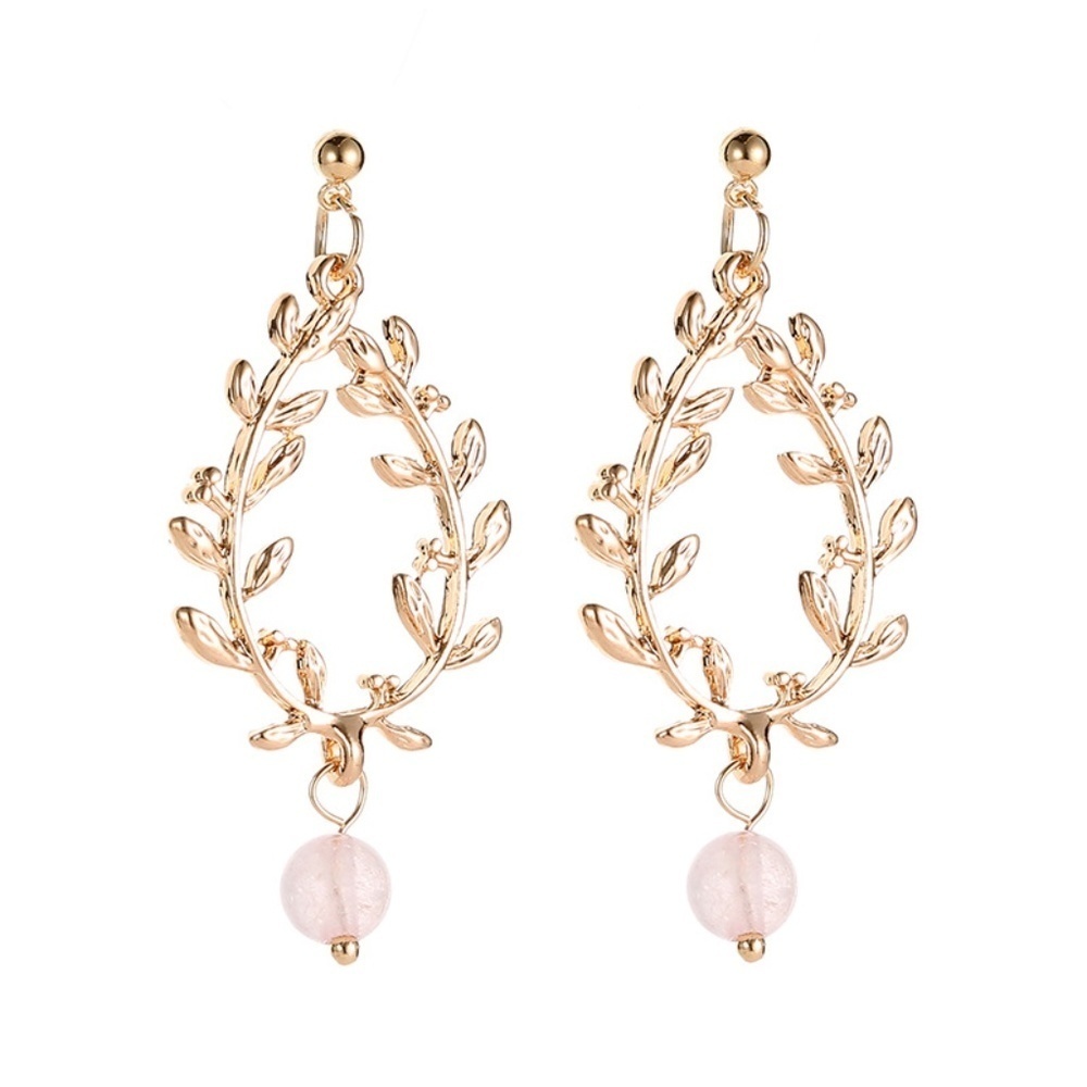 *EDETTA* Gold x Pink Leaf Fashion Earrings
